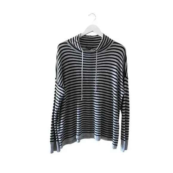 Eileen Fisher Sweater Striped Drop Shoulder Mock Neck Soft Viscose Knit L #1248 - Picture 1 of 11